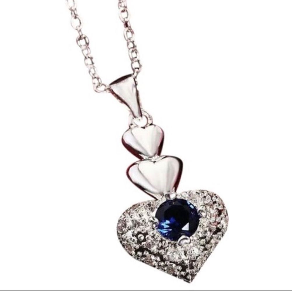 The Something Blue Heart pendant necklace in sapphire and 925 - Picture 2 of 11